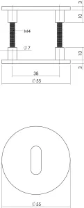 Schlüsselrosette rund Ø55x3mm Edelstahl gebürstet (0035.342316) | hanse-griff.de