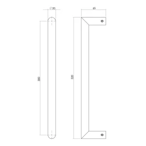 Stoßgriff auf Gehrung 320x65x20mm gebürsteter Edelstahl 