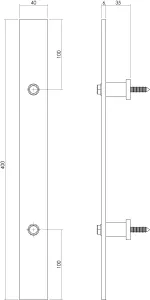 Stoßgriff flach 400 x 40 mm Antik | hanse-Griff.de