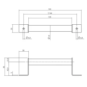 Stoßgriff Schiebetür 195 x 25 mm Antik  (0025.450108) | hanse-Griff.de