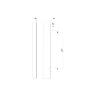 Stoßgriff T-Form 300x65x20mm gebürsteter Edelstahl (0035.432401) | hanse-Griff.de