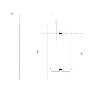 Stoßgriff T-Form 300x65x20mm gebürsteter Edelstahl (0035.432402) | hanse-Griff.de