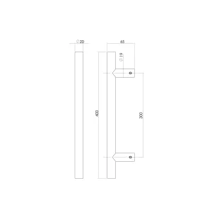 Stoßgriff T-Form 400x65x20mm gebürsteter Edelstahl (0035.432411) | hanse-Griff.de