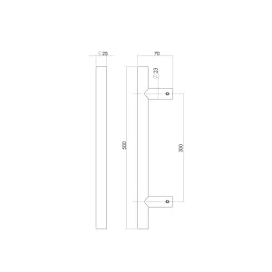 Stoßgriff T-Form 500x70x25mm gebürsteter Edelstahl (0035.432521) | hanse-Griff.de