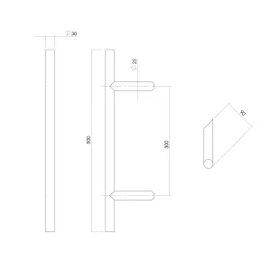 Stoßgriff T-schräg 500x90x30mm gebürsteter Edelstahl (0035.432921) | hanse-Griff.de