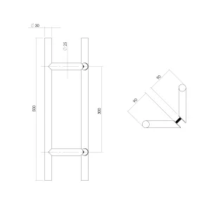 Stoßgriff T-schräg 500x90x30mm gebürsteter Edelstahl (0035.432922) | hanse-Griff.de