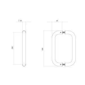 Stoßgriff U-Form 220x65x20mm gebürsteter Edelstahl (0035.433202) | hanse-Griff.de