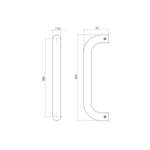 Stoßgriff U-Form 325x70x25mm gebürsteter Edelstahl (0035.433311) | hanse-Griff.de