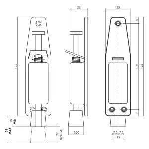 Türfeststeller 32x125mm gebürsteter Edelstahl (0035.444010) | hanse-Griff.de