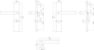 Türgriff 1307 90° Winkel auf rechteckigem Schild mit Bad/WC Verriegelung 72 mm EN1906/4 Edelstahl gebürstet | Intersteel