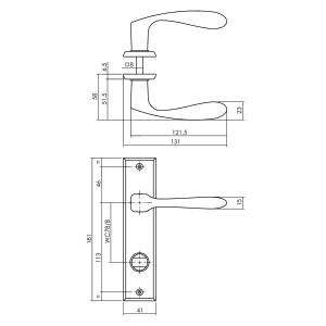 Türgriff Banaan auf Schild Bad/WC rechteckig 181x41mm Schwarz | Intersteel