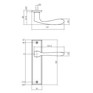 Türgriff Banaan auf Schild blind rechteckig 181x41mm Schwarz | Intersteel