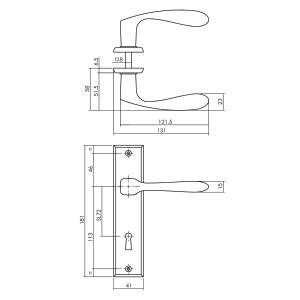 Türgriff Banaan auf Schild Buntbart rechteckig 181x41mm Schwarz | Intersteel