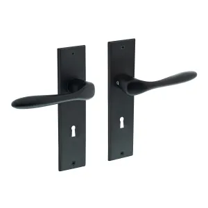 Türgriff Banaan auf Schild Buntbart Lochung 72mm rechteckig 181x41mm Schwarz | hanse-Griff.de