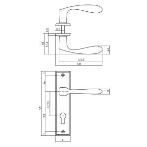 Türgriff Banaan auf Schild Profilzylinder rechteckig 181x41mm Schwarz | Intersteel