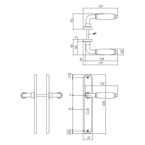 Türgriff Courgette auf Langschild Oval Buntbart Chrom matt | Intersteel