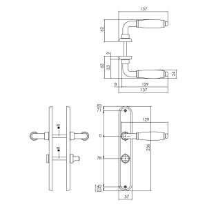 Türgriff Courgette auf Langschild Oval Bad/WC Chrom matt | Intersteel