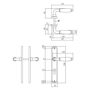 Türgriff Courgette auf Langschild Oval Profilzylinder Chrom matt | Intersteel