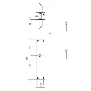 Türgriff Jura auf rechteckigem Schild blind 250x55mm Edelstahl gebürstet | Intersteel