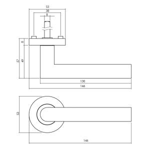 Türklinke Bastian auf runder Rosette Ø52x10mm Weiss | Intersteel