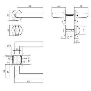 Türklinke Broome mit Bad/WC-Rosette Ø50x7mm Schwarz | Intersteel