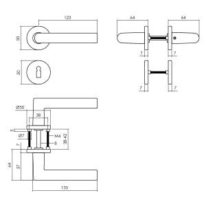 Türklinke Broome mit Buntbart-Rosette Ø50x7mm Schwarz | Intersteel