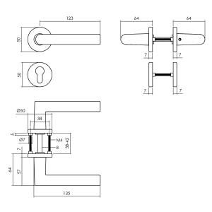 Türklinke Broome mit Profilzylinder-Rosette Ø50x7mm Schwarz | Intersteel