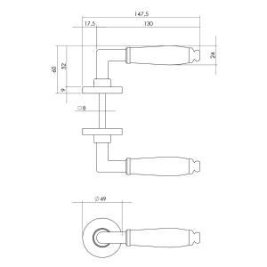 Türklinke Courgette mit runder Rosette verdeckt Chrom matt / Schwarz | Intersteel