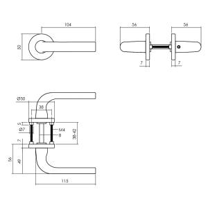 Türklinke Eucla auf runder Rosette Ø50x7mm Schwarz | Intersteel