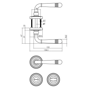 Türklinke Helena Bad/WC-Rosette Messing lackiert (0013.172510) | hanse-Griff.de