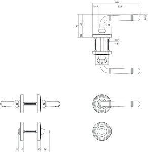 Türklinke Helena Rund Ø55x10mm Bad/WC Rosette Altgrau | hanse-Griff.de