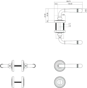 Türklinke Helena Rund Ø55x10mm Buntbart Rosette Altgrau | hanse-Griff.de