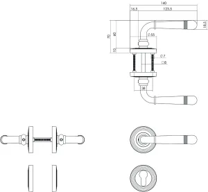 Türklinke Helena Rund Ø55x10mm Buntbart Rosette Altgrau | hanse-Griff.de