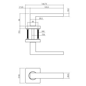 Türklinke Hera auf quadratischer Rosette 55x55x10mm Weiss | Intersteel