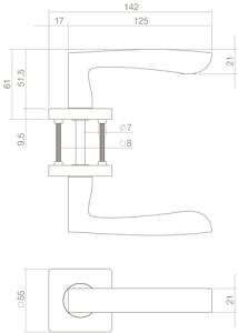 Türklinke Minos auf quadratischer Rosette 55x55x10mm Weiss | Intersteel