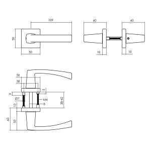 Türklinke Moora auf quadratischer Rosette 50x50x10mm Schwarz | Intersteel