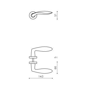 Türklinke Olivari Onda auf runder Rosette Ø51x5mm Messing Titan PVD | Intersteel