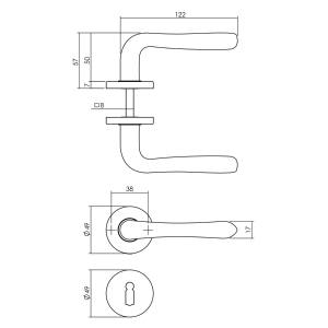 Türklinke Saturnus Buntbart-Rosette Ø49x7mm Messing lackiert | Intersteel