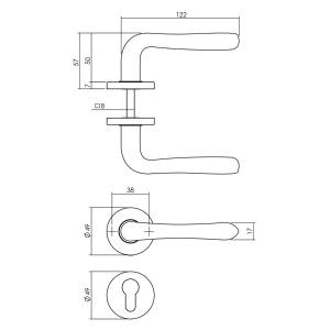 Türklinke Saturnus Profilzylinder-Rosette Ø49x7mm Messing lackiert | Intersteel