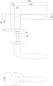 Türklinke Sigaar auf Rosette Ø49x7mm Chrom matt (0017.019902) | hanse-Griff.de