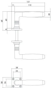 Türklinke Ton Palisander mit quadratischer Rosette Nickel (0018.037602) | hanse-Griff.de