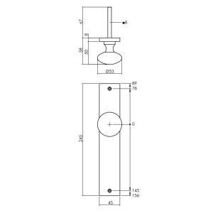 Türknauf auf Schild 245x45mm Blind Schwarz | Intersteel