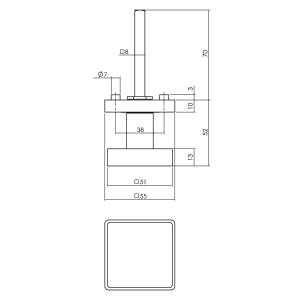 Türknauf eckig auf Rosette 55x55x10mm mit Stütznocken Schwarz | Intersteel