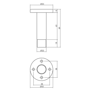 Türstopper Ø22x89mm auf Rosette Ø53mm Wandmontage gebürsteter Edelstahl (0035.442160) | hanse-Griff.de