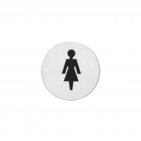 Hinweisschild Damen WC rund Ø76mm selbstklebend gebürsteter Edelstahl (0035.460081) | hanse-Griff.de
