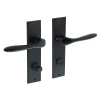 Türgriff Banaan auf Schild Bad/WC rechteckig 181x41mm Schwarz | hanse-Griff.de